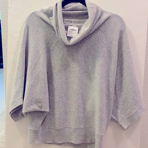 NEW Club Monaco Recycled Cashmere Dolman Sweater Gray $229 ~ Small - Picture 1 of 8